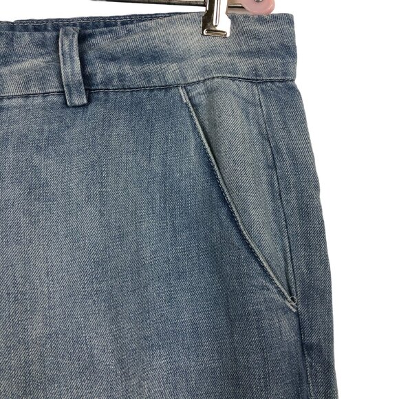 Hudson Womens Nico Midrise Blue Trousers Jeans Sz 30 Wide Leg Linen Blend - Picture 4 of 12